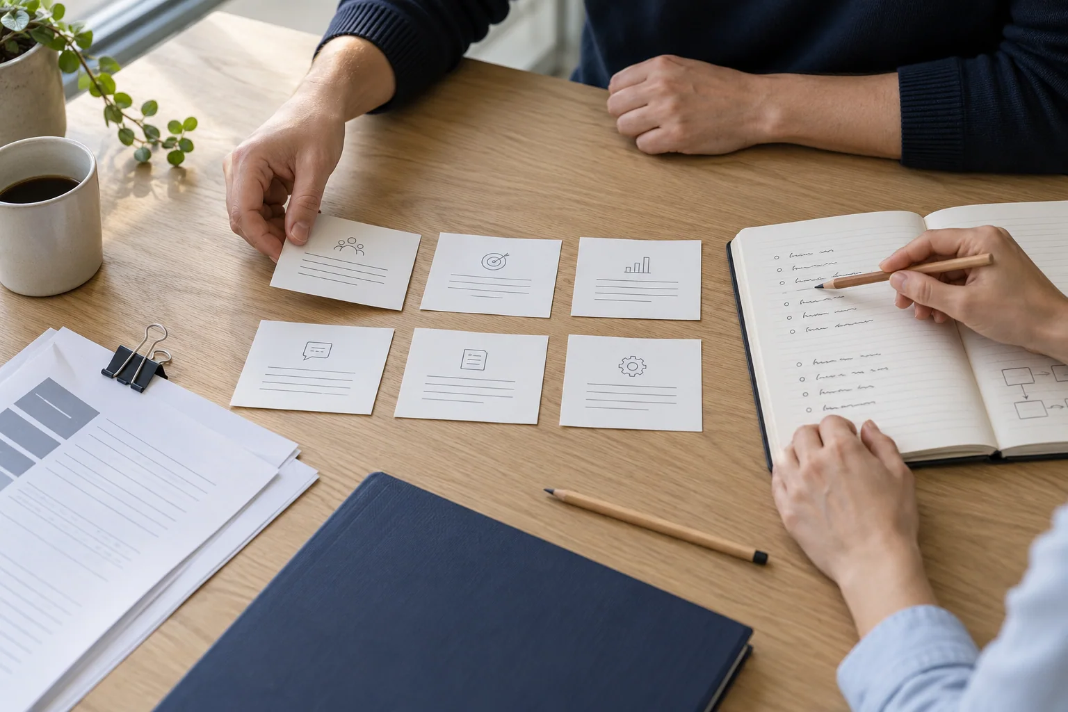 Preparing worksheets, materials and exercises for a training program.