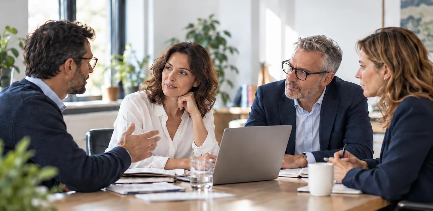 Professionals in a working discussion