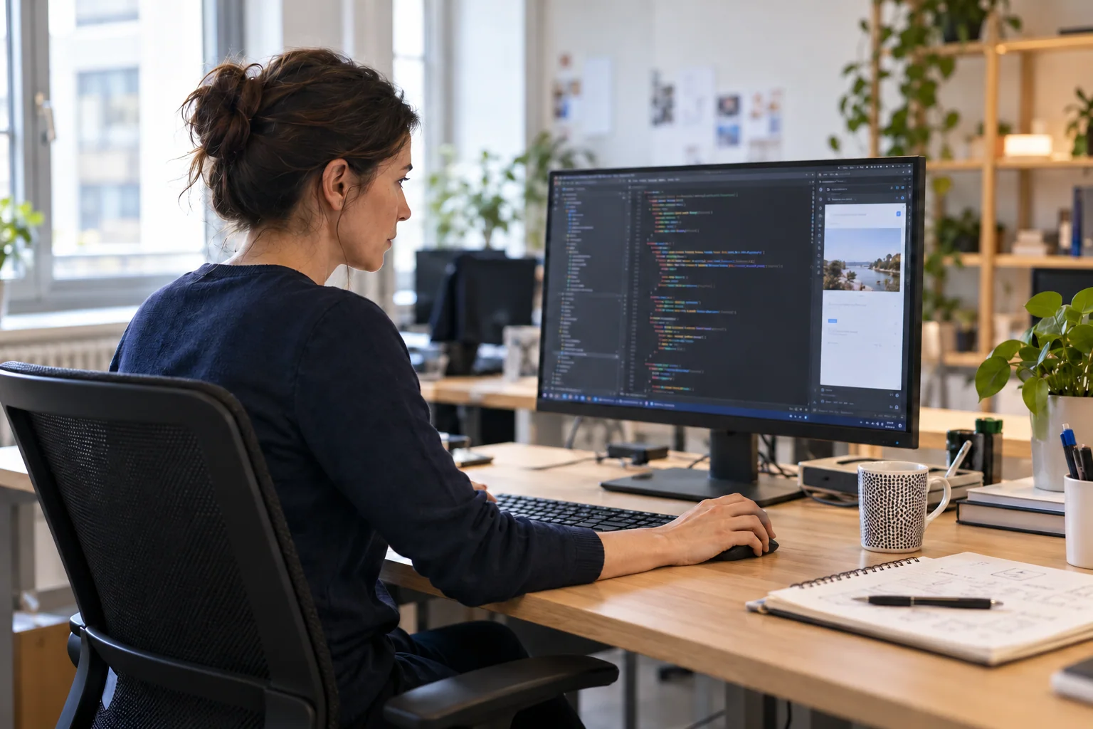A software developer working on an application